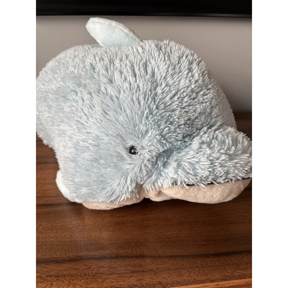 Pillow Pets Blue "Squeaky" The Blue Dolphin Plush Stuffed Animal 2010 22"x18"